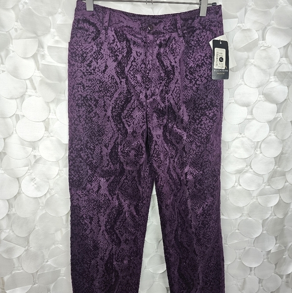 DANA BUCHANAN Velvet Snake Print Pants Size 10 Petite - Picture 5 of 6